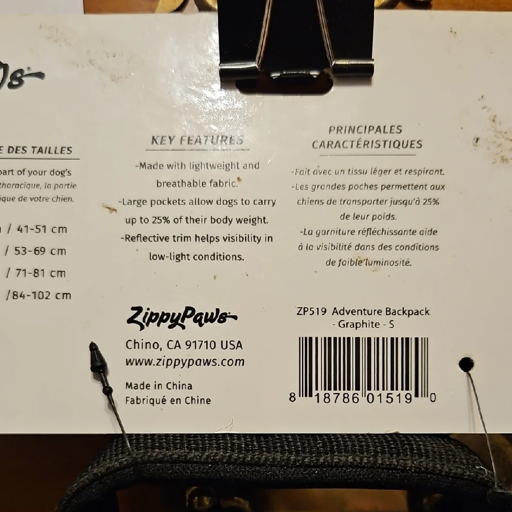 ZippyPaws Gray and Black Dog Backpack